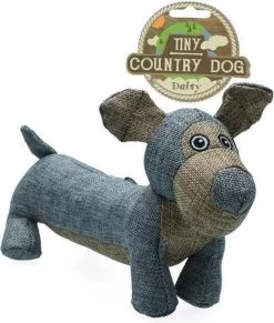 Country Dog Tiny Daisy – Honden Speelgoed – Honden Speeltje Met Piepgeluid – Honden Knuffel Gemaakt Van Duurzame Materialen – Dubbel Gestikt – Extra Lagen – Met Krakende Vulling – Voor Trek Spelletjes Of Apporteren – Grijs – 30x15cm