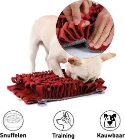 Snuffelmat Hond Kat Honden Speelgoed Puppy Speelgoed Katten Speeltjes – Snuffelmatten Voor Honden En Katten Intelligentie – Hersenwerk – Speelmat – Konijnen – Training – Speeltjes – Trainingsmat – Anti-Schrok – Snuffelkleed – Rood Met Zuignapjes