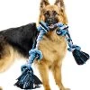 Viervoetjes – BigBoi – XXXL – Honden Touw – 100cm – 730 Gram – Honden Speelgoed – HondenSpeeltjes – Blauw/Wit/Zwart