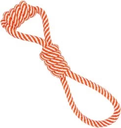 Viervoetjes – Dubbele Lus – Trektouw – Oranje – Honden Speelgoed – HondenSpeeltjes – HondenTouwen