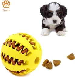 Honden Speelgoed – Hondenspeeltjes – Hondenbal – Hondenspeelgoed – Honden Speelgoed Intelligentie – Honden Bal – Snackbal Hond – Kauwspeelgoed Hond – Geel – 7 Cm