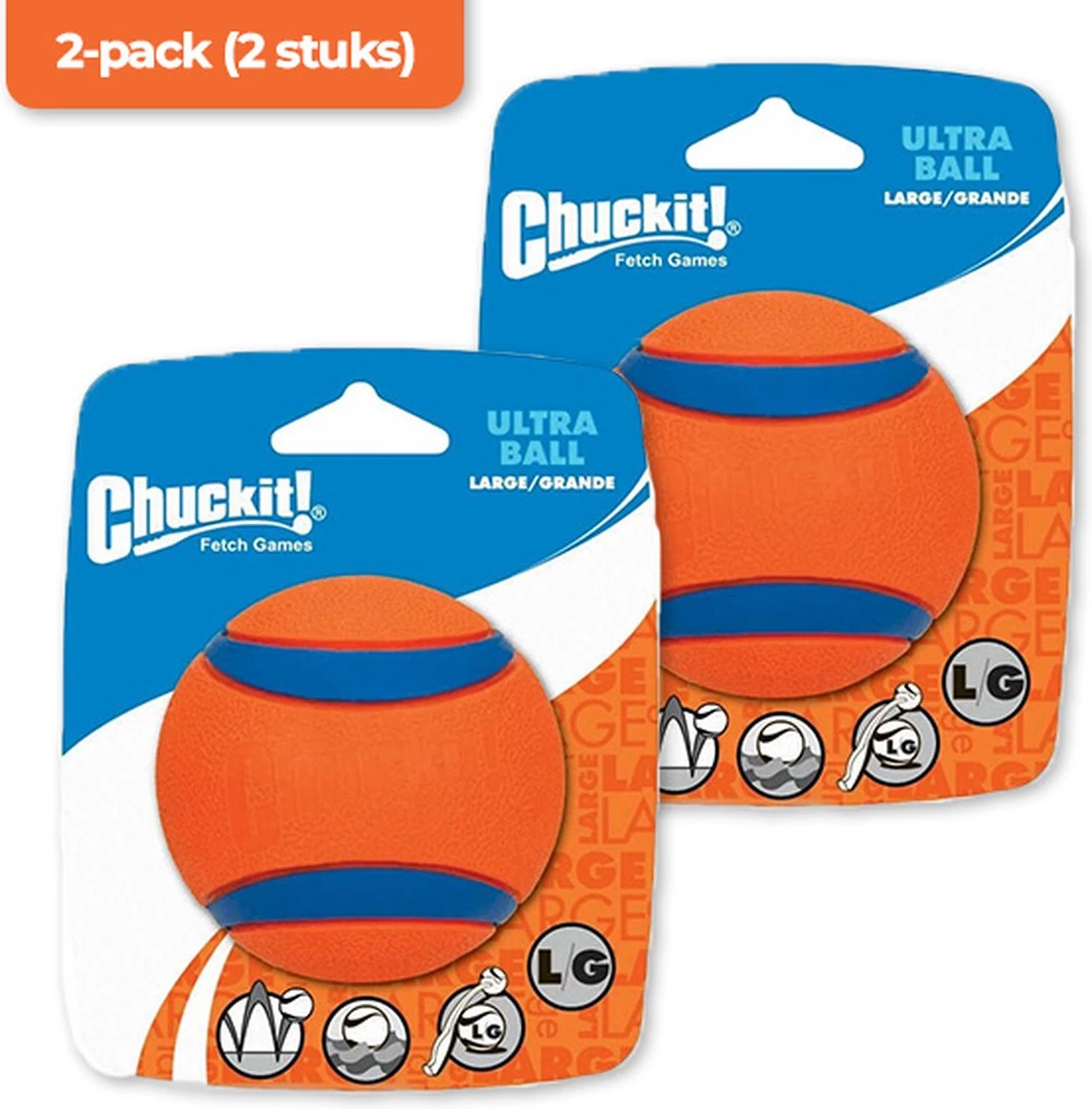Chuckit! Ultra Ball L – Honden Speelgoed – Apporteren – Drijft Op Water – Stuitert – Veilig Voor Gebit – Honden Bal – Ideaal Met De Ballenwerper – Ø 7cm – Oranje/Blauw – Apporteerspeelgoed – 2-Pack 3 Chuckit! Ultra Ball L – Honden Speelgoed – Apporteren – Drijft Op Water – Stuitert – Veilig Voor Gebit – Honden Bal – Ideaal Met De Ballenwerper – Ø 7cm – Oranje/Blauw – Apporteerspeelgoed – 2-Pack