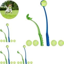Relaxdays 8 X Ballenwerper Voor Honden – Werpstokken 20 Ballen – Ballengooier – Speelgoed