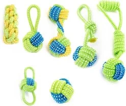 Bolture Hondenspeelgoed Set – 7 Delig – Hondenspeeltjes – Speelgoed Voor Hond – Huisdier Trektouw – Hondentouw – Puppy & Volwassen – Groen
