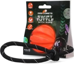 Dog Comets Ball Swift Tuttle Met Touw – Duurzaam Honden Speelgoed – Stevige Honden Bal – Rubberen Bal – Geschikt Voor Honden – Hondenbal Voor Gezonder Tandvlees – Oranje – 6 Diameter