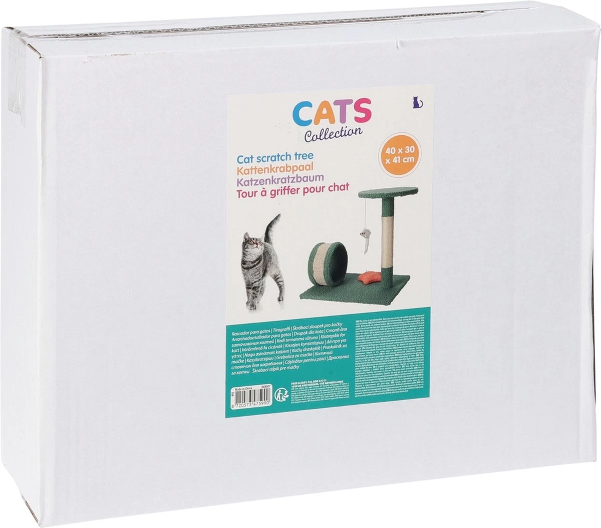 Cats Collection – Krabpaal Met Tunnel & Speelgoed – 40x30x41 Cm