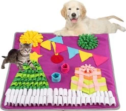 Petphabet Hond Snuffle Mat Large (28 “x 28 “), Huisdier Snuffle Mat Groot Hondenspeelmatten Hond Neuswerk Speelgoed Puzzel Speelgoed Hond Langzame Voeding Mat Training Hond Foerageerpad 70x70cm