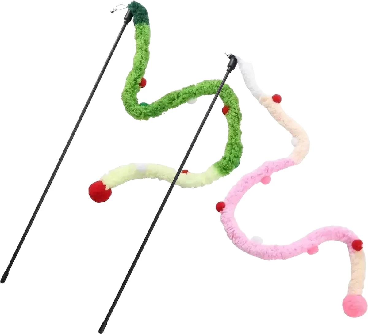 2 Stuks Kattenhengel Met Pluche En Belletje – Kattenspeelgoed – Kattenspeeltje – Speelgoed Hengel Voor Kat