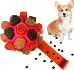 Snuffelbal Voor Honden, Interactief Hondenspeelgoed, Draagbaar Huisdier Snuffeltapijt, Snuffelspeelgoed, Snuffelbal, Speelgoed Voor Kleine Middelgrote Honden, Huisdieren (herfstrood)