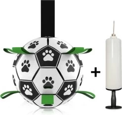 Honden Speelgoed Bal Voetbal Extra Sterk Met Handvaten – 15 Cm – Speelgoed Voor De Hond – Speelbal – Incl. Pompje