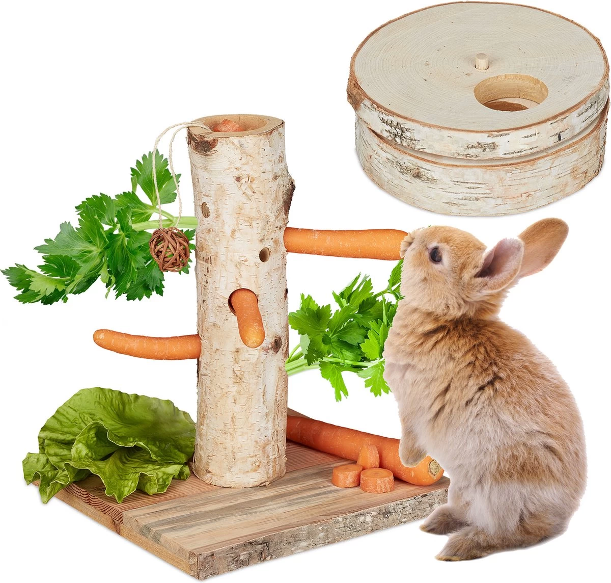 Relaxdays Konijnen Speelgoed 2-delig – Intelligentiespeelgoed – Voerboom – Cavia Speeltjes 3 Relaxdays Konijnen Speelgoed 2-delig – Intelligentiespeelgoed – Voerboom – Cavia Speeltjes