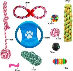 Hondenspeelgoed | Pak Van 10 | Speelgoed Voor Een Robuust En Schoon Gebit | Interactieve Katoenen Speelset | Ideaal Voor Kleine/middelgrote/grote Honden