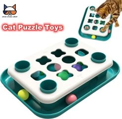 Kat Puzzel Feeder Speelgoed Trage Voer Dispenser Met Grappig Ballen Katten Interactieve Intelligentie Spel Mentale Stimulatie Schatkist