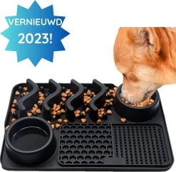 Likmat Hond – Snuffelmat Hond – Anti Schrokbak Hond En Kat – Slowfeeder Siliconen Zwart – Voerbak Hond – 30 Cm X 20 Cm – Voermat – Honden Speelgoed Intelligentie