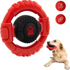 Dutchwide Kauwbot Stuurwiel – Met Piep – Onverwoestbaar – Melk Geur Smaak – Honden Speelgoed – Tandverzorging – Kauwspeelgoed – Bot – Hond