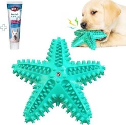 Tandenborstel + TANDPASTA Hond Piep Honden Speelgoed Dog Toy – Zeester Blauw Tandverzorging Kauwbotten Hondenspeelgoed Hondenbot Kauwstaaf Tanden Puppy Hondenspeeltje Sterk Kauwspeelgoed – Dutchwide