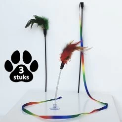 3 Stuks – Kattenspeeltjes – Hengel – Veer – Veren – Belletje – Speelgoed Voor Kat