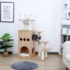 Huisdier Krabpaal Condo Huis Scratcher Krabpaal Klimboom Speelgoed Voor Kat Kitten Beschermende Meubels AMT0062BG