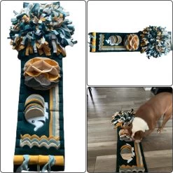 Snuffelmat Voor Honden En Katten, Maat M In De Kleuren Petrol, Okergeel, Oudgroen, Zand En Offwhite. MadeByShuko. Hersenwerk Voor Huisdieren. Snuffelkleed. Speelkleed. Hondenpuzzel. Voerpuzzel. Slowfeeder. Intelligentie Speelgoed Voor Hond En Kat.