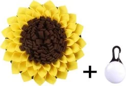 Snuffelmat – Hondenspeelgoed – Snuffelmat Hond – Anti Schrok Snuffel En Speelmat – Intelligentie Speelgoed – Kattenspeelgoed – Brokjes – Eten – Puppyspeelgoed – Gedrag – Snoepjesmat – Zonnebloem – Trainingsmat – Eten Verstoppen – Voermat + Lampje