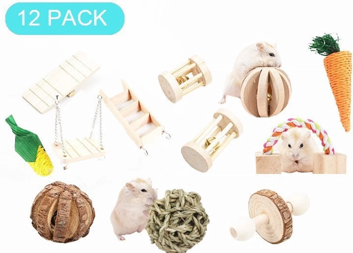 Nixnix – Hamster Speelgoed Set 12 Stuks – Premium – Knaagdier – Dierenaccessoire 3 Nixnix – Hamster Speelgoed Set 12 Stuks – Premium – Knaagdier – Dierenaccessoire