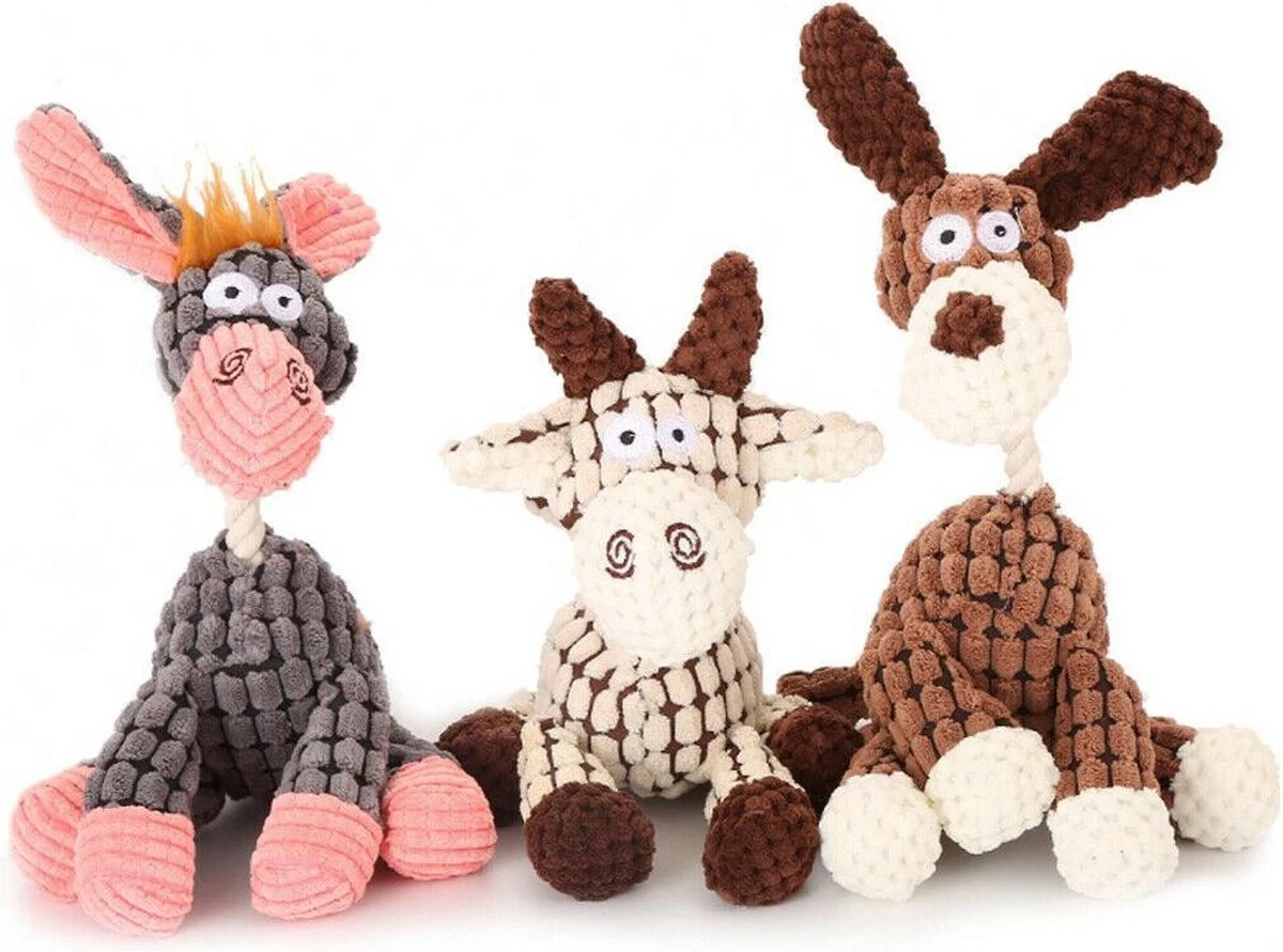 Pluche Hondenknuffels Ezel Hond Koe Met Piep Honden Speelgoed – Dutchwide 3 Pluche Hondenknuffels Ezel Hond Koe Met Piep Honden Speelgoed – Dutchwide