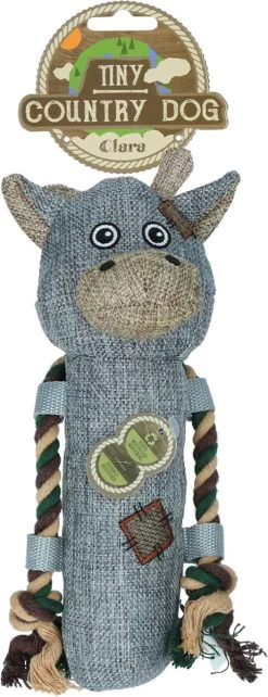Country Dog Tiny Clara – Honden Speelgoed – Honden Speeltje Met Piepgeluid – Honden Knuffel Gemaakt Van Duurzame Materialen – Dubbel Gestikt – Extra Lagen – Voor Trek Spelletjes Of Apporteren – Blauw – 24cm