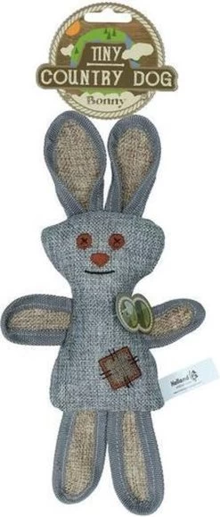 Country Dog Tiny Bonny – Honden Speelgoed – Honden Speeltje Met Piepgeluid – Honden Knuffel Gemaakt Van Duurzame Materialen – Dubbel Gestikt – Extra Lagen – Voor Trek Spelletjes Of Apporteren – Grijs/Bruin – 27cm