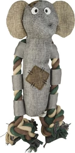 Country Dog Manny – Honden Speelgoed – Honden Speeltje Met Piepgeluid – Honden Knuffel Gemaakt Van Duurzame Materialen – Dubbel Gestikt – Extra Lagen – Voor Trek Spelletjes Of Apporteren – Grijs/Bruin – 30cm