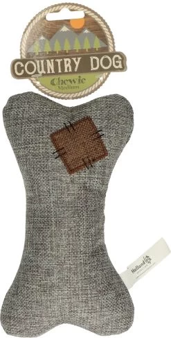 Country Dog Chewie – Honden Speelgoed – Honden Speeltje Met Piepgeluid – Honden Knuffel Gemaakt Van Duurzame Materialen – Dubbel Gestikt – Extra Lagen – Voor Trek Spelletjes Of Apporteren – Grijs/Bruin – Medium (20cm)