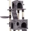 Grote Kattentoren – Verstelbare Kattenboom – Kattenhuis – Kat – Krabpaal – Natuurlijke Sisal – Grijs – Met Speelgoed – 176 Cm -Huisdier Speelgoed Winkel 659x1200 1