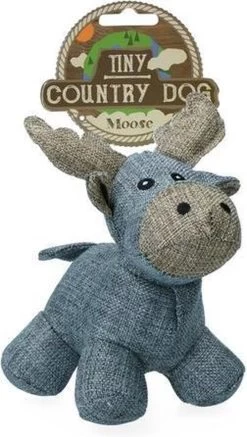 Country Dog Tiny Moose – Honden Speelgoed – Honden Speeltje Met Piepgeluid – Honden Knuffel Gemaakt Van Duurzame Materialen – Dubbel Gestikt – Extra Lagen – Voor Trek Spelletjes Of Apporteren – Grijs – 16x14cm