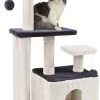 MC Star Stabiele Krabpaal, Kattenboom, Kattenkrabpaal, Tweedeurs, Hol, Speelhuis, Meerdere Platforms En Speelgoed, Pluche Ballen Met Klokken, Klimboom Voor Katten Middelhoog 100 Cm, Grijs En Beige -Huisdier Speelgoed Winkel 693x1200