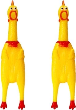2x Schreeuwende Kip Speelgoed Hond – Geel Rubber Piepende Kip Speelgoed – Duurzaam Rubber Kip – Piepende Hondenspeelgoed – Schreeuwende Kip Voor Huisdieren – Rubberen Kip