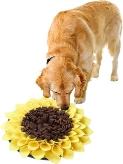 Snuffelmat Voor Hond En Kat – Zonnebloem – Honden Speelgoed – Speciale Korting – Hersenwerk – Uitverkoop – Voor Elke Hond -Trainingsmat – Anti Schrok – 38 Centimeter