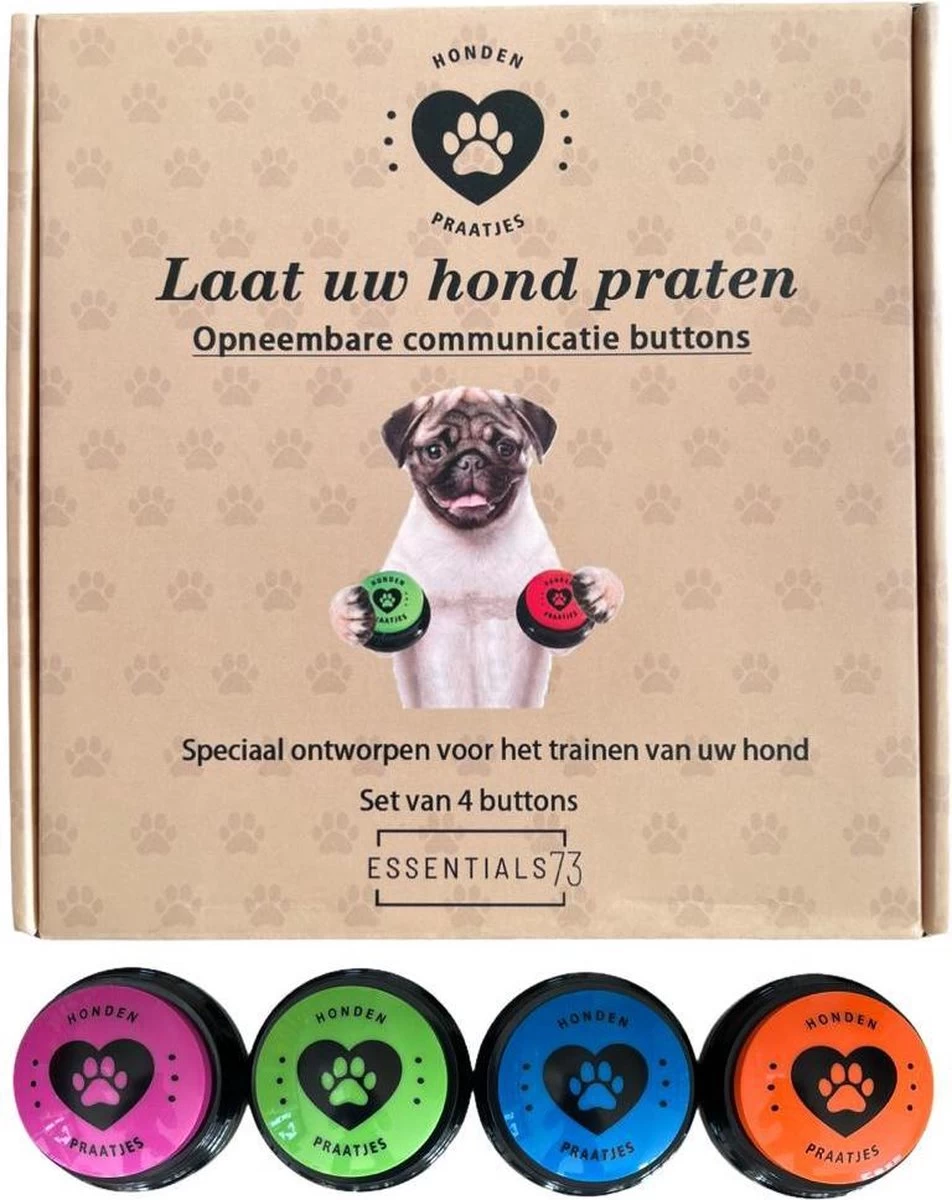 ESSENTIALS73 Honden Praat Buttons – Honden Training – 4 Stuks – Praten – Hondenspeeltje – Hond – Opneembare Knoppen – Hondentraining – Huisdier – Honden Speelgoed – Intelligentie – Hondenspeelgoed 3 ESSENTIALS73 Honden Praat Buttons – Honden Training – 4 Stuks – Praten – Hondenspeeltje – Hond – Opneembare Knoppen – Hondentraining – Huisdier – Honden Speelgoed – Intelligentie – Hondenspeelgoed